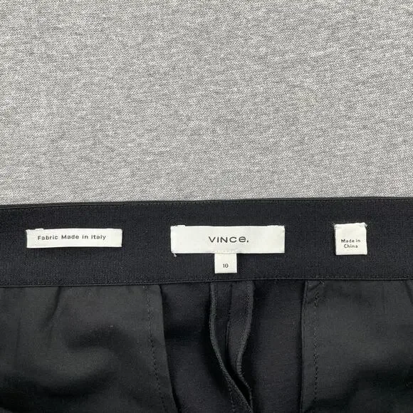 VINCE Mid Rise Pintuck Crop Flare Pant Womens Size 10 Black Pleated Quiet Luxury